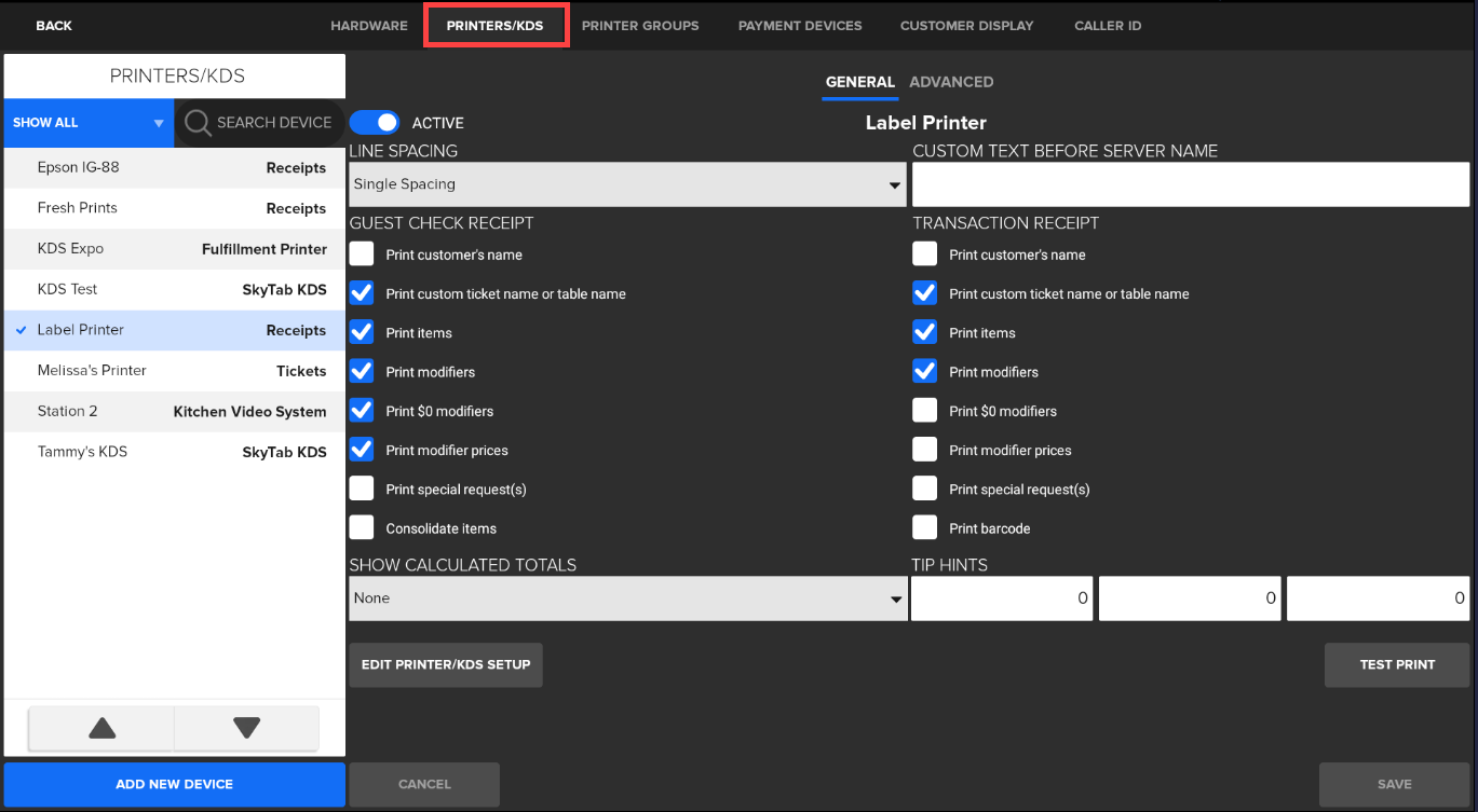 Enable Label Printer Buzzer and Continuous Printing on SkyTab POS